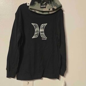 Hurley Kids Black Camo Logo Long Sleeve Tee